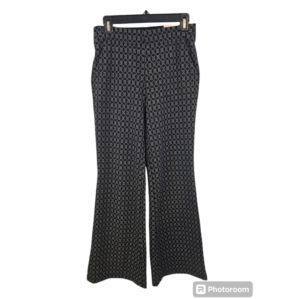 Max Studio Size S Black Off White Pull on Pants Mid Rise Boot Cut